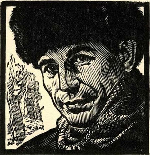 Николай Калита. Николай Рубцов. Бумага, ксилография. 1988 г.