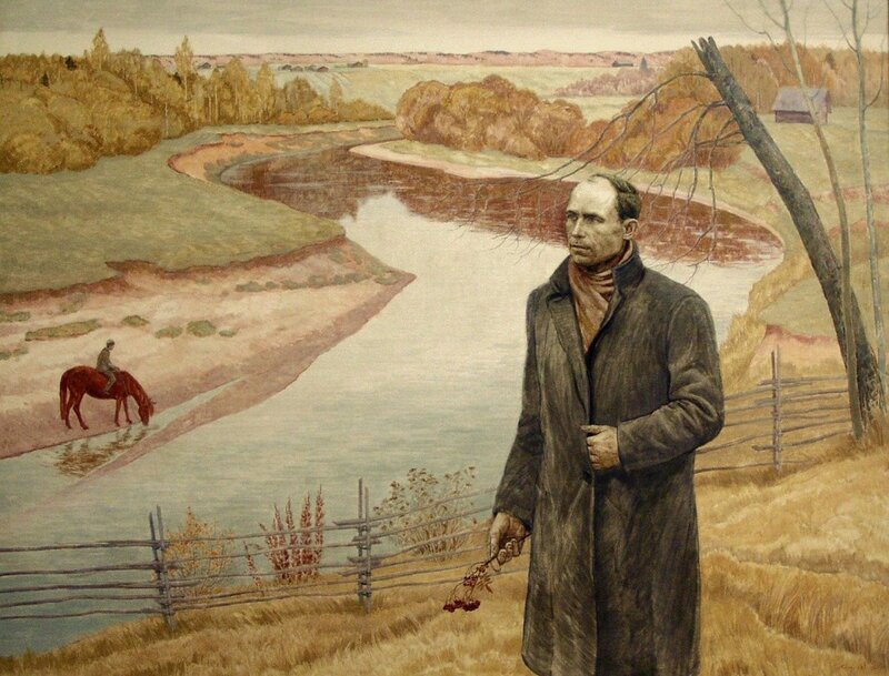 Евгений Соколов. В минуты музыки. Поэт. 1986. Холст, масло.